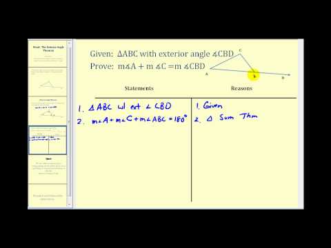 Proof:  The Exterior Angles Theorem