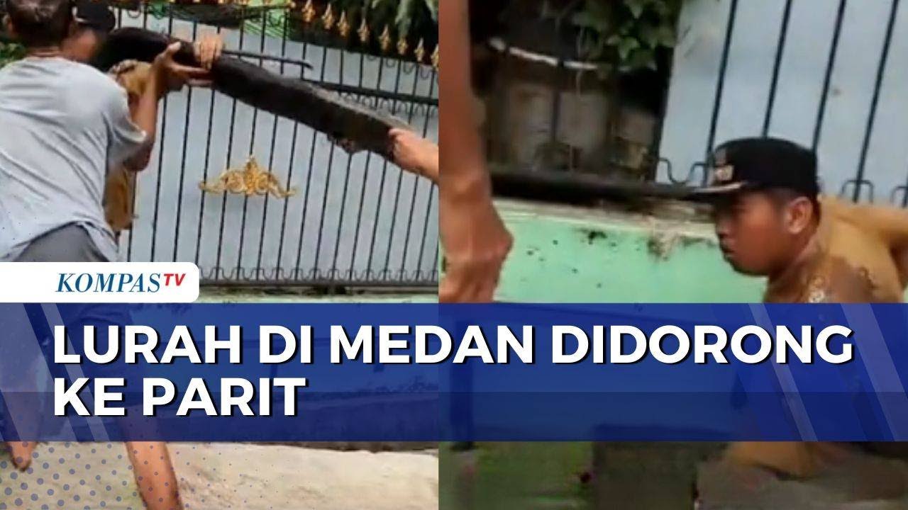 Viral! Warga Medan Dorong Lurah hingga Masuk Parit Gara-Gara Polisi Tidur Dibongkar