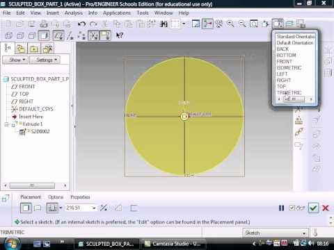 Sculpted-top box part 1 - proengineer exercise.avi