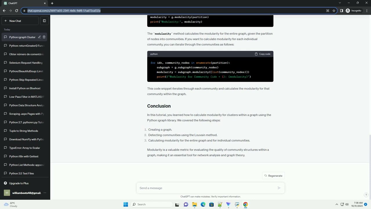 Python igraph calculate modularity for each cluster