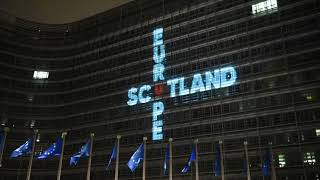 EU Commission Building Brussels - Leaving the Light ON for Scotland 31-JAN-2020