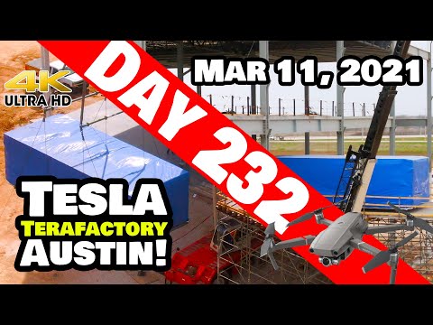 Tesla Gigafactory Austin 4K  Day 232 - 3/11/21 - Terafactory Texas - PAINT SHOP EQUIPMENT MOVING IN!