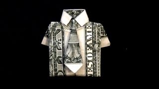 Dollar Origami Shirt &amp; Tie Tutorial - How to fold a dollar bill in to a shirt and tie