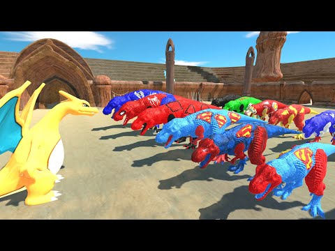 CHARIZARD VS TEAM SUPER-MAN T-REX - Animal Revolt Battle Simulator