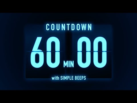 60 Minutes Countdown Timer 🔵 Flip Clock with Simple Beeps