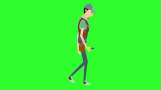 Boy cartoon animation green screen