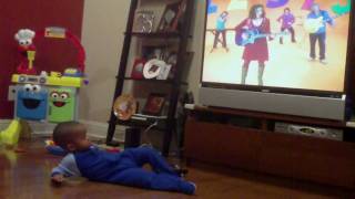 Maleeq dancing to "5 days Old" by the Laurie Berkner Band from Nick Jr