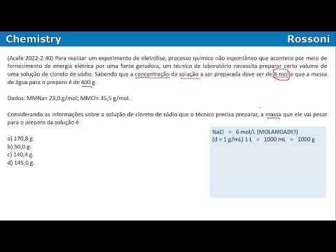 Acafe 2022-2 Q40 Medicina - Soluções (é molaridade ou molalidade?) - ANULADA!