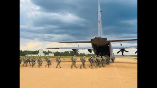 82nd Airborne Personnel airdrop into St. Mère Èglise DZ - Ft. Bragg.