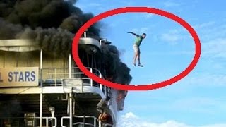 Passengers jump off as ferry in the Philippines burns - Burning Ferry Video Shows Passengers Fleeing