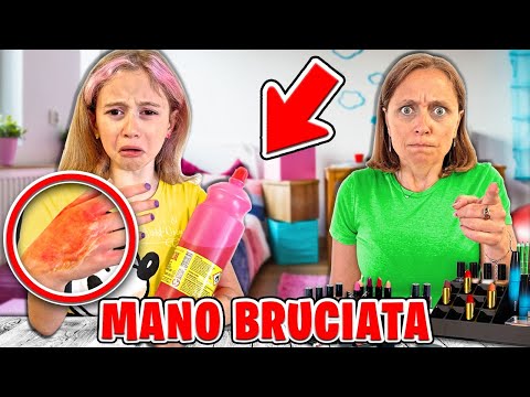 GIORGIA SI BRUCIA E SI FA MALE ALLA MANO  MENTRE USA I TRUCCHI DI MAMMA CINZIA DI NASCOSTO!