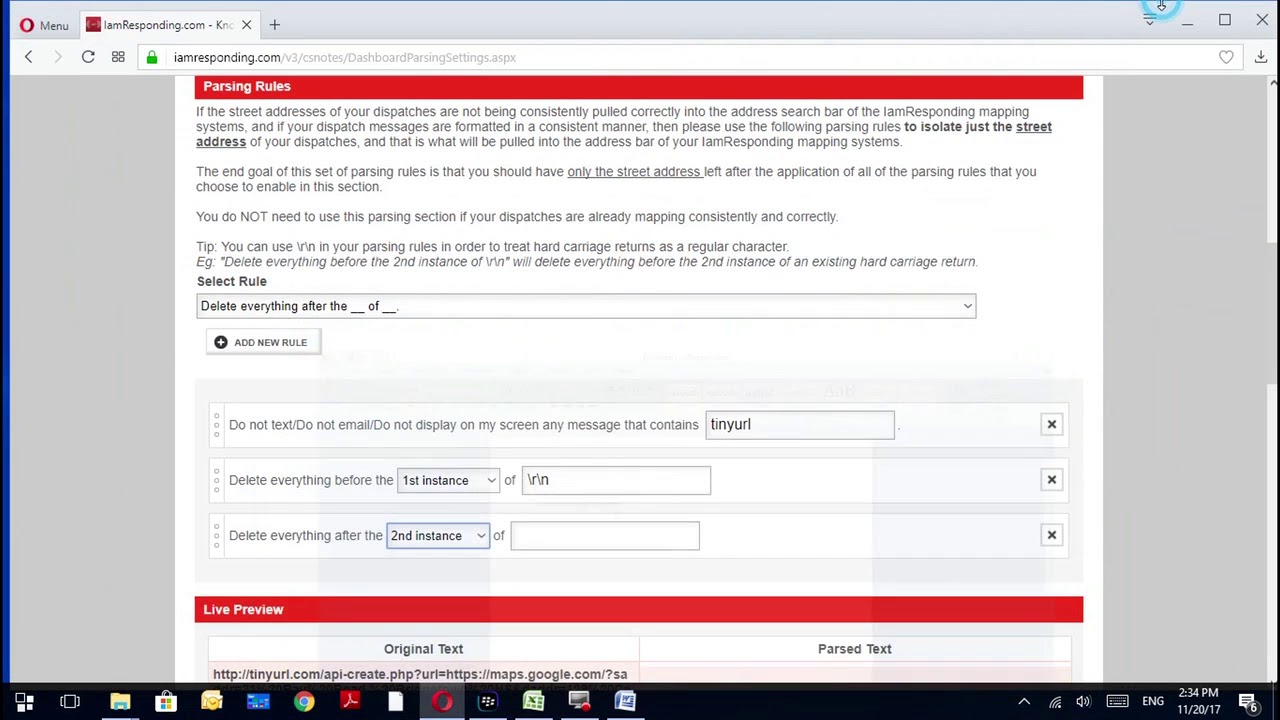 IAR Daniel - Basic Dispatch Parsing Settings
