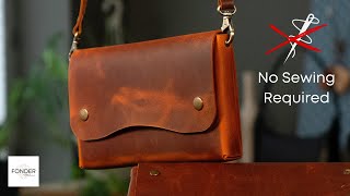 Making Leather Clutch Bag In Less Than An Hour (No Sewing Required) / Leather Craft Pattern