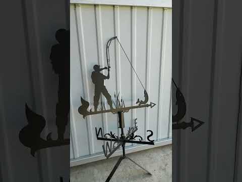 Флюгер Рыбак со щукой, Спинингист, флюгер на крышу с металла 2 мм. - фото 1 - id-p1412008772