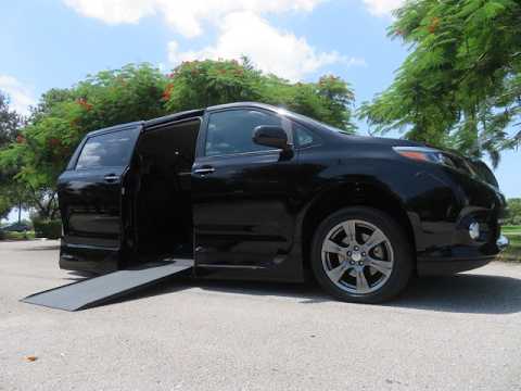 2017 Black /Black Toyota Sienna SE 8-Passenger (5TDXZ3DC2HS) with an 3.5L V6 EFI DOHC 24V engine, 8A transmission, located at 4301 Oak Circle #19, Boca Raton, FL, 33431, (954) 561-2499, 26.388472, -80.084045 - You are looking at Gorgeous Low Mileage Black on Black Garage Kept 2017 Toyota Sienna SE Sport Handicap Van Wheelchair Van VMI Conversion Van with 21K Original Miles, Power Side Entry Ramp with Kneeling Van Function, Q Straint Tie Down System. Quick Release Front Seats, Driver's Transfer Seat, Hand - Photo#0