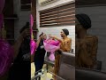 TEMI OTEDOLA receives Flowers from MR EAZI as he Congratulates her on her first theatre performance