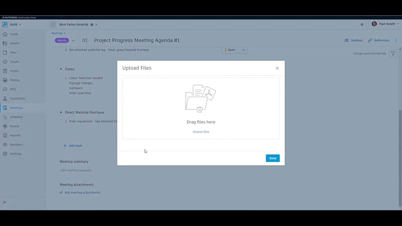 Autodesk Build - Creating Meetings