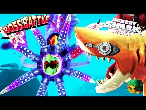 Hungry Shark World - Colossal Squid BOSS vs Tiger Shark🦑