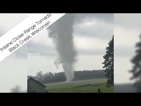 Epic Close-Range Damaging Tornado Encounter - Black Creek, Wisconsin