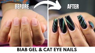 How to do BIAB GEL & CAT EYE NAILS | Professional Tutorial