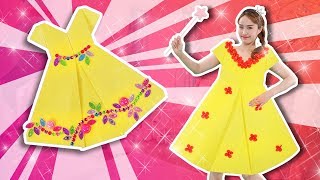 종이 드레스!? 색종이로 공주 드레스 만들기 종이접기 놀이 - 지니