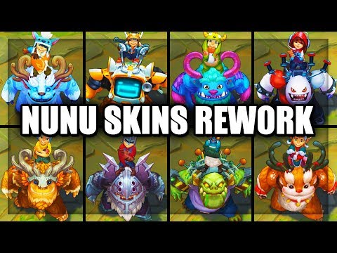 All Nunu Skins Spotlight Rework 2018 Nunu Bot Grungy Zombie Demolisher (League of Legends)