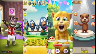 My Talking Tom Ginger Birds Bear 4 split screen games for kids
