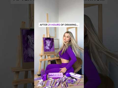 DRAWING, BUT I CAN ONLY USE 1 COLOR 💜 DID YOU FIND PAWS? 🐾 WHAT COLOR NEXT? #artchallenge #art