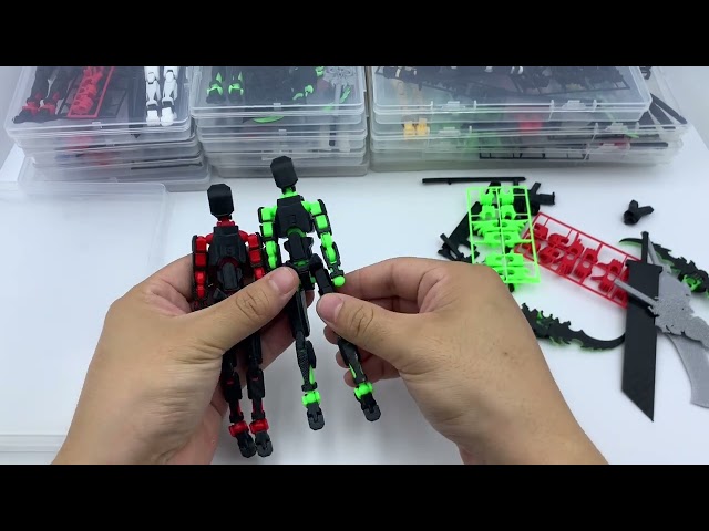 Vídeo relacionado con T13 action figure man (ensamblaje completado), 3D impreso con múltiples uniones Dummy 13, t-13 figura de acción robot, Decoraciones de escritorio para juguetes de amantes de los juegos (Plata/Oro)