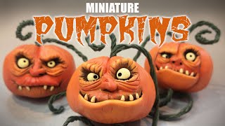How To Make Halloween MINIATURE PUMPKIN DECOR / JACK-O-LANTERN / Polymer Clay Tutorial