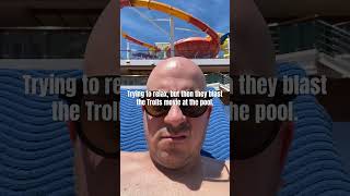 Trying to relax at the pool on Carnival Magic #trolls #cruise