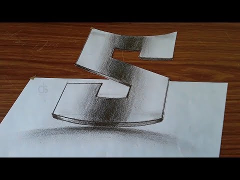 how to draw 3D Floating  Letter " S " - drawing sheet