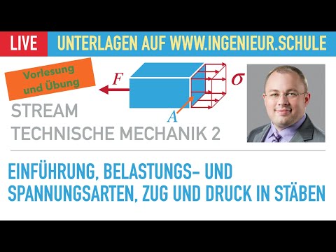 Einführung, Belastungs- und Spannungsarten sowie Zug und Druck in Stäben – Technische Mechanik 2