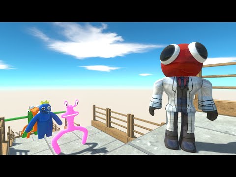 Rainbow Friend Red Death Fall - Animal Revolt Battle Simulator