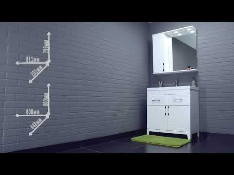 Миниатюра изображения товара Шкаф с зеркалом для ванной Домино Charlie 80 (правый)