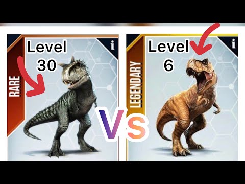Jurassic world T. rex level 6 vs carnotaurus level 30!!!! (Ep 1)