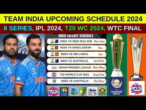 Team India Upcoming Schedule 2024 | India All Series, Dates 2024 | India Upcoming Series 2024