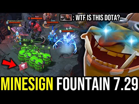 WTF Techies Fountain Farming 2.0  -- 7.29 Trick MINEFIELD SIGN in Fountain