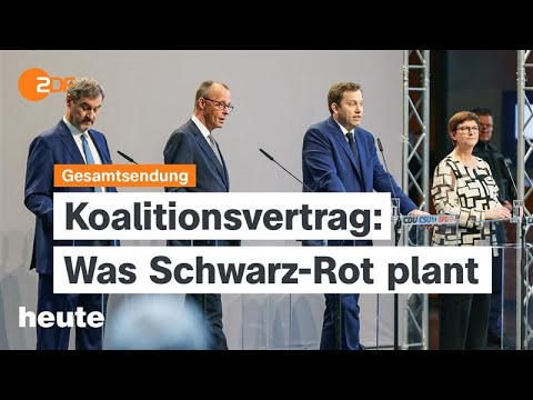 heute 19 Uhr vom 09.04.2025: Koalitionsvertrag steht, US-Zölle, Petition für Social-Media-Verbot