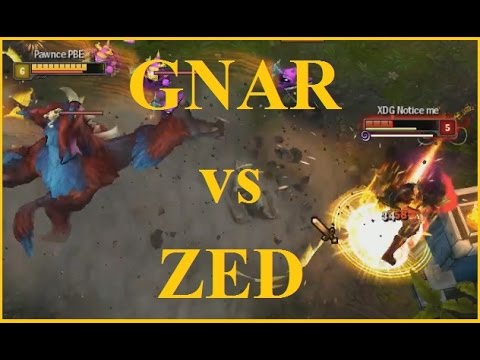 Liên Minh Huyền Thoại: Xem Gnar đi mid đối đầu với Zed