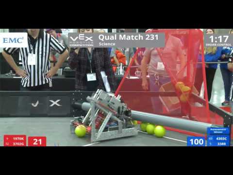 VEX Worlds 2016 - VRC High School - Science - Qual 231 (1970K 3702G) 186 vs 223 (4303C 3388)