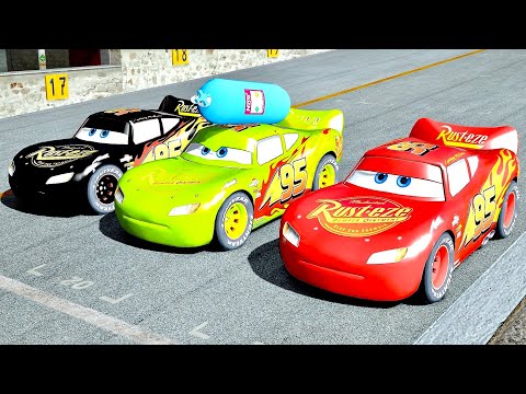 Lightning McQueen vs Lightning McQueen NOS Edition vs Lightning McQueen Carbon Edition at Top Gear