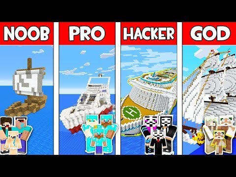Minecraft NOOB vs PRO vs HACKER vs GOD FAMILY BOAT BUILD CHALLENGE in Minecraft Animation