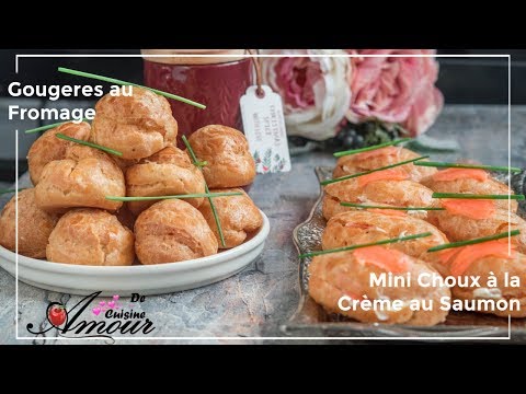 Apéro dinatoire les gougères au fromage et les minis choux au saumon fumé, éclairs salés faciles