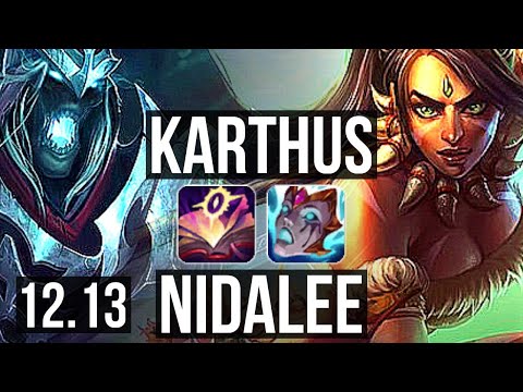 KARTHUS vs NIDALEE (JNG) | 12/0/3, Rank 6 Karthus, Legendary | KR Challenger | 12.13