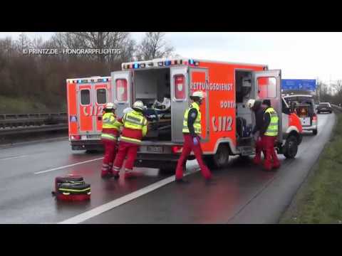 Verkehrsunfall Personen eingeklemmt BAB A2 Oberhausen Dortmund Mengede Rettungsgasse [Drehmaterial]