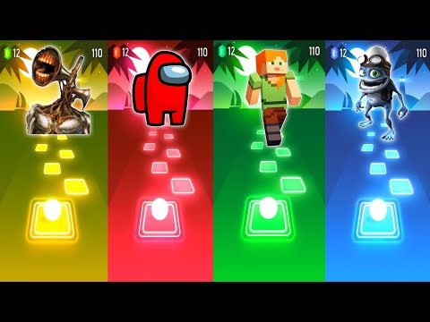 Siren Head Vs Among Us Vs Minecraft Vs Crazy Frog - Tiles Hop EDM Rush | Smash Colors