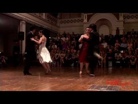  Inés Muzzopappa,    Federico Naveira,    Ariadna Naveira,    and  Fernando Sanchez  are  dancing  to  a  tango