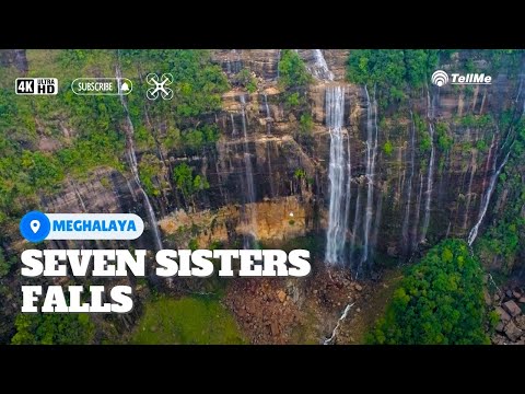 Seven Sisters Waterfalls in Northeast India | Meghalaya I Aerial View