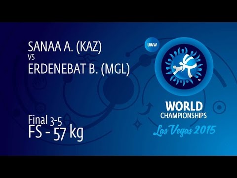 BRONZE FS - 57 kg: B. ERDENEBAT (MGL) df. A. SANAA (KAZ), 5-1